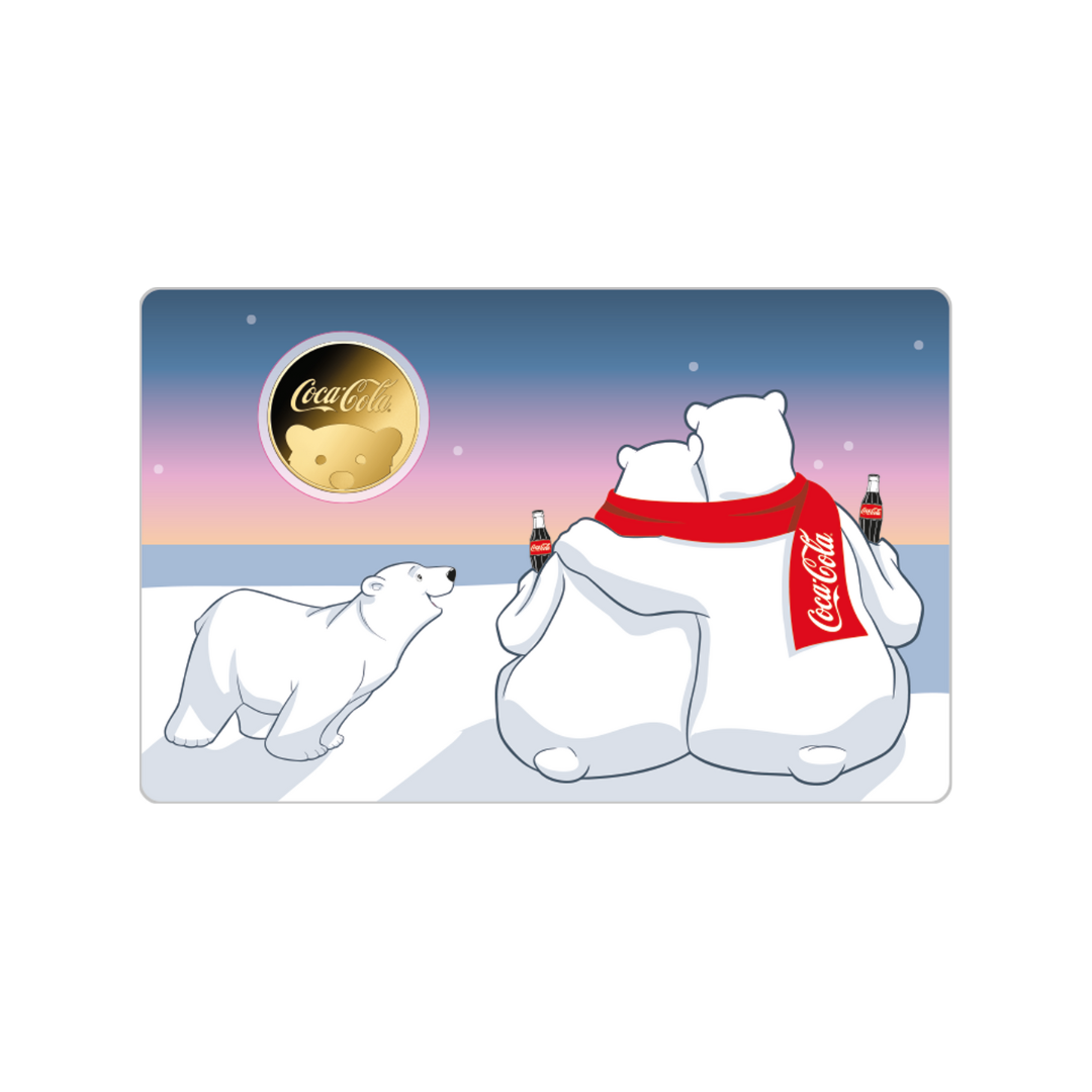 Coca Cola Polar Bear Coin Card - Gold Gift