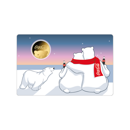 Coca Cola Polar Bear Coin Card - Gold Gift