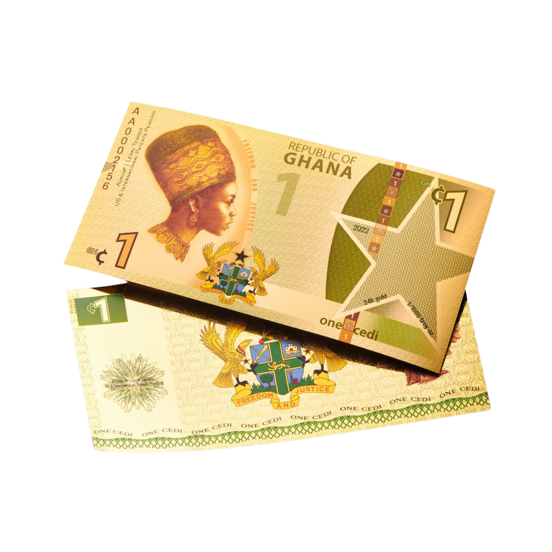 Republic of Ghana - 1 Cedi Justice Aurum® 24k Gold Bill