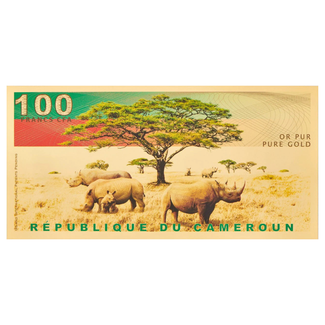 2021 Republic of Cameroon 1/1000oz Gold Black Rhino Aurum Gold Note