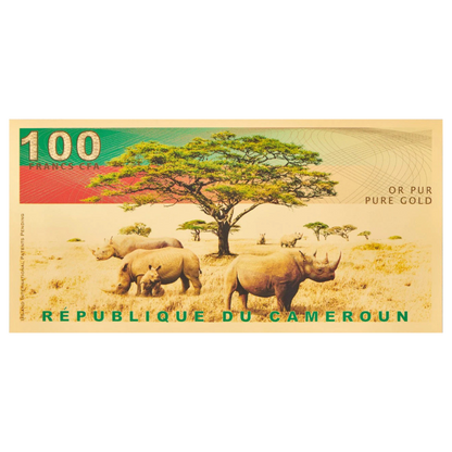 2021 Republic of Cameroon 1/1000oz Gold Black Rhino Aurum Gold Note