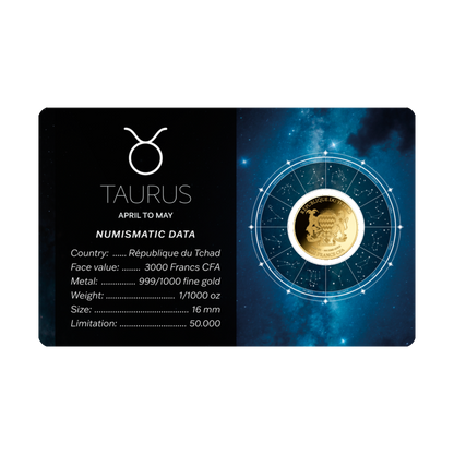 Zodiac Taurus Coin Card - Gold Gift