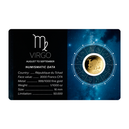 Zodiac Virgo Coin Card - Gold Gift