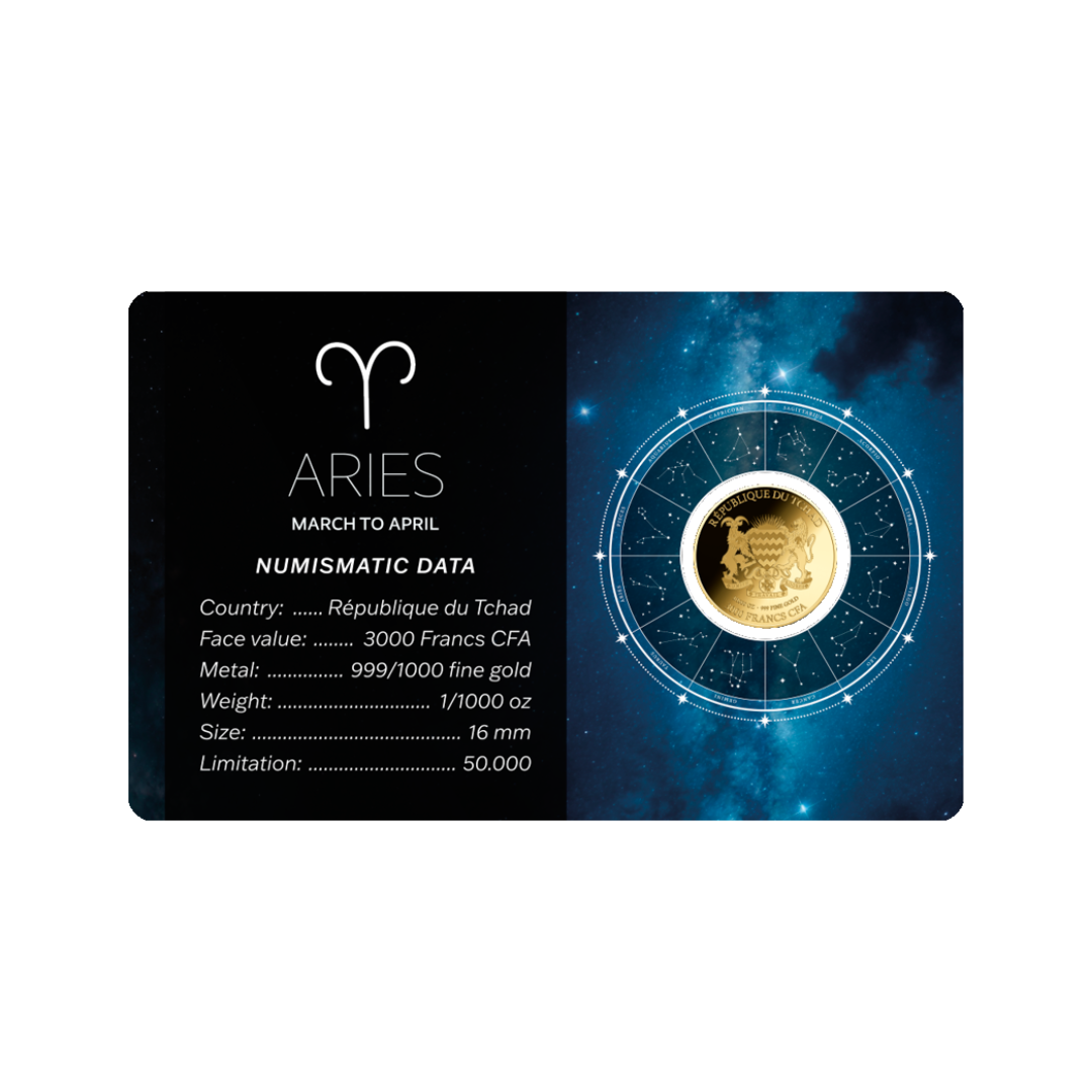 Zodiac Aries Coin Card - Gold Gift