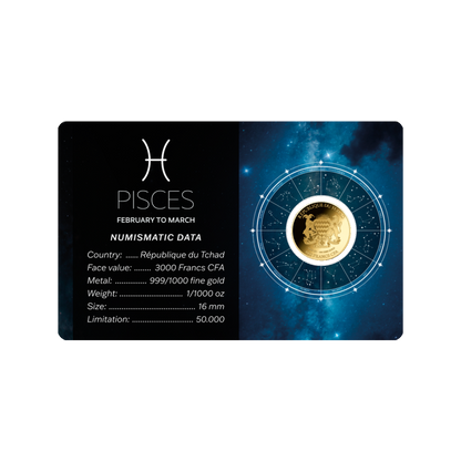 Zodiac Pisces Coin Card - Gold Gift