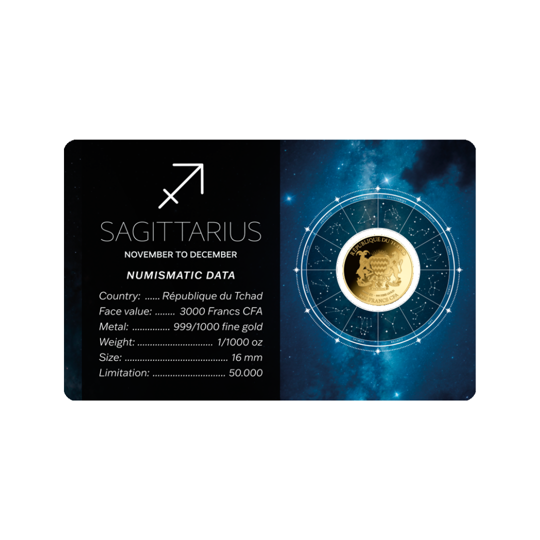 Zodiac Sagittarius Coin Card - Gold Gift