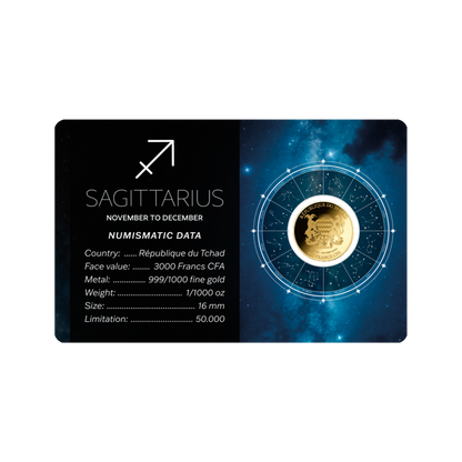 Zodiac Sagittarius Coin Card - Gold Gift