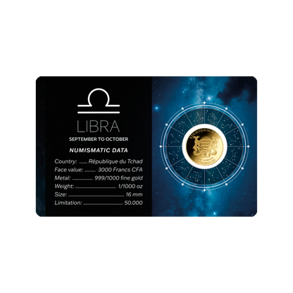 Zodiac Libra Coin Card - Gold Gift