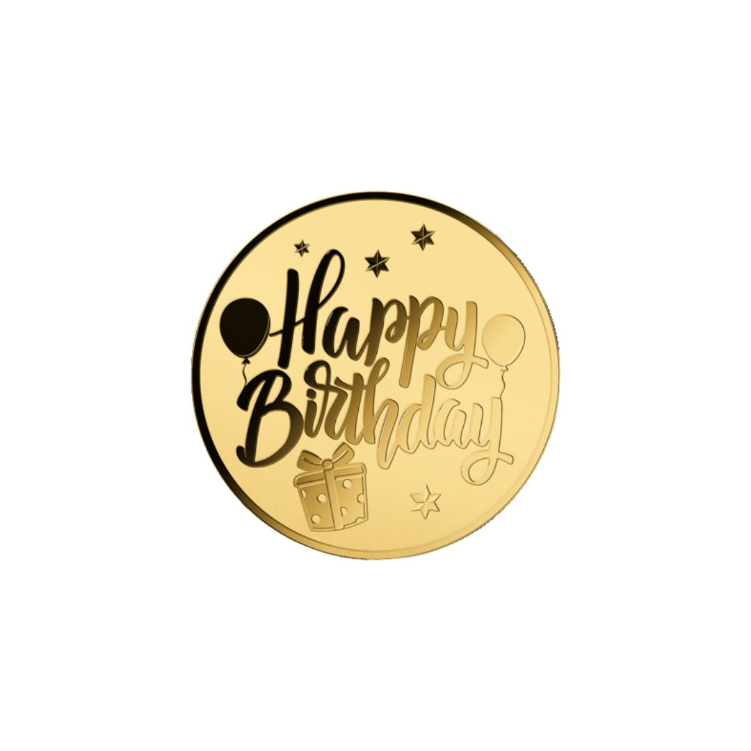 Happy Birthday Cake Coin Card - Gold Gift