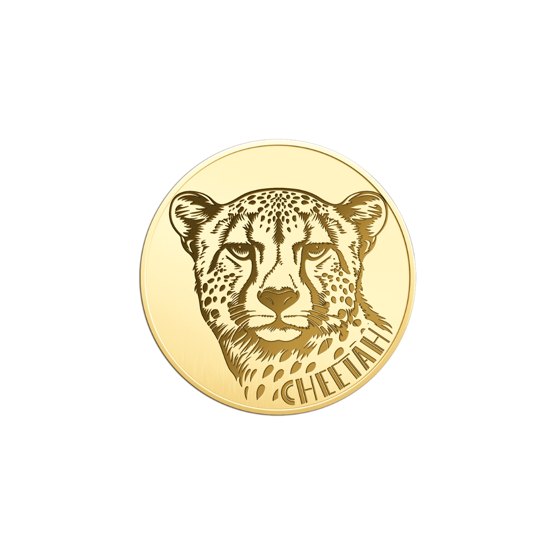 African Cheetah Coin Card - Gold Gift
