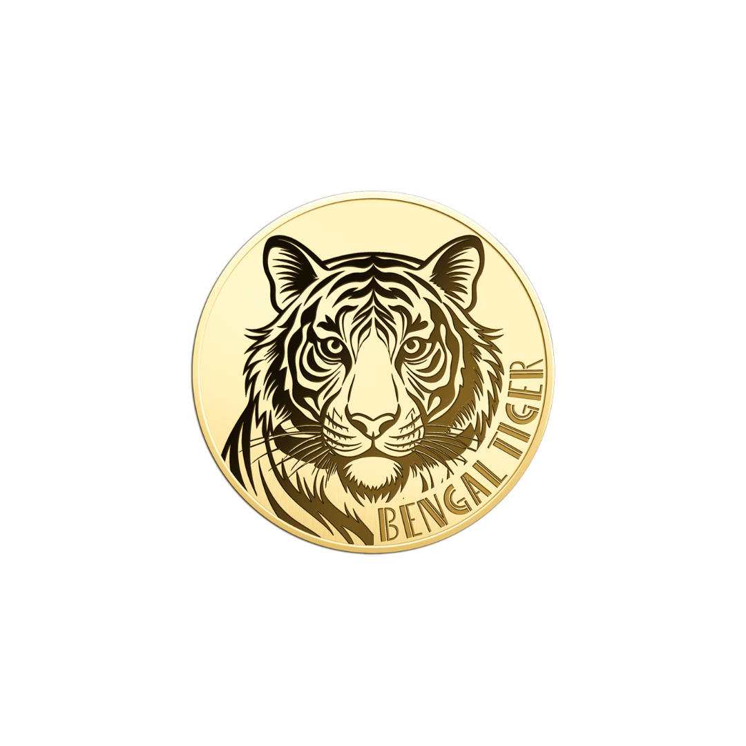 Bengal Tiger Coin Card - Gold Gift