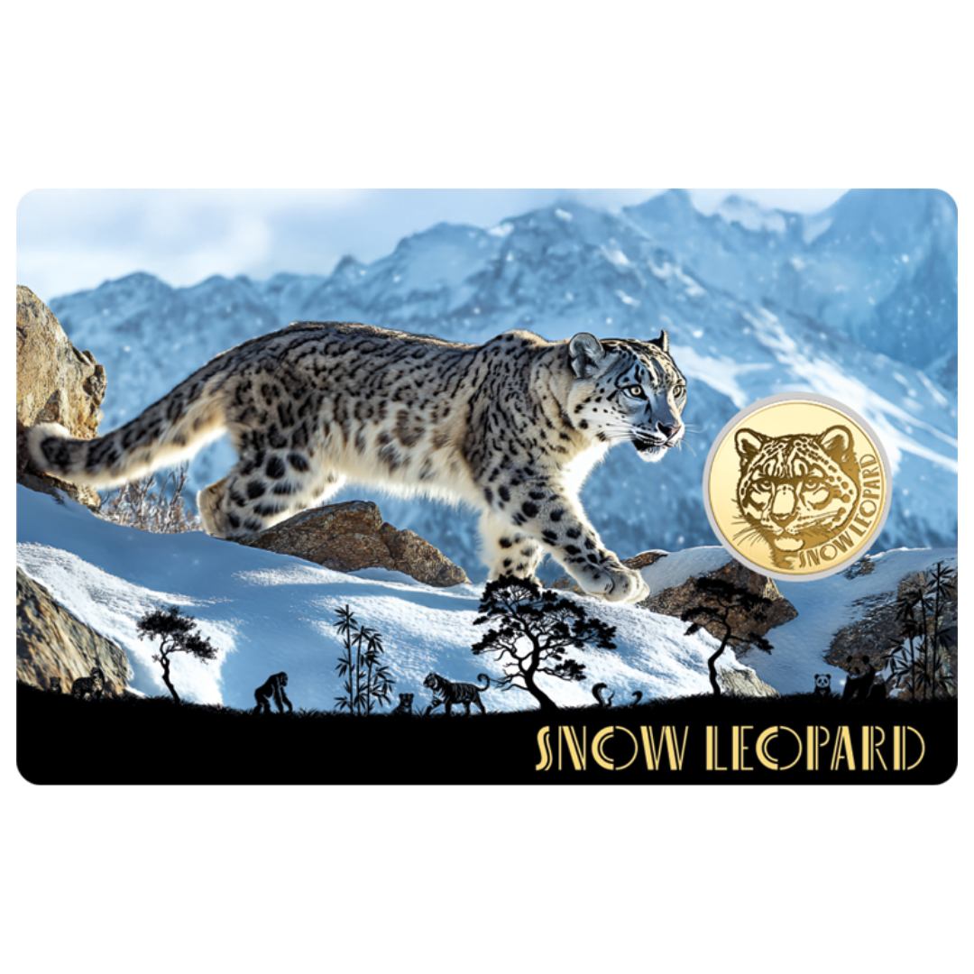 Snow Leopard Coin Card - Gold Gift