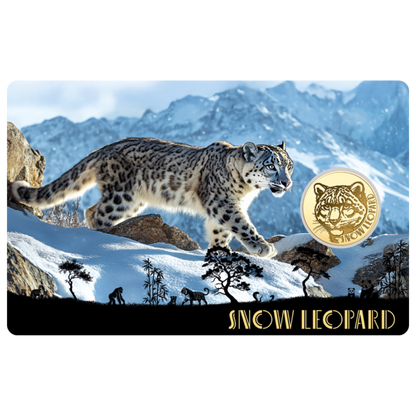 Snow Leopard Coin Card - Gold Gift