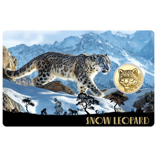 Snow Leopard Coin Card - Gold Gift
