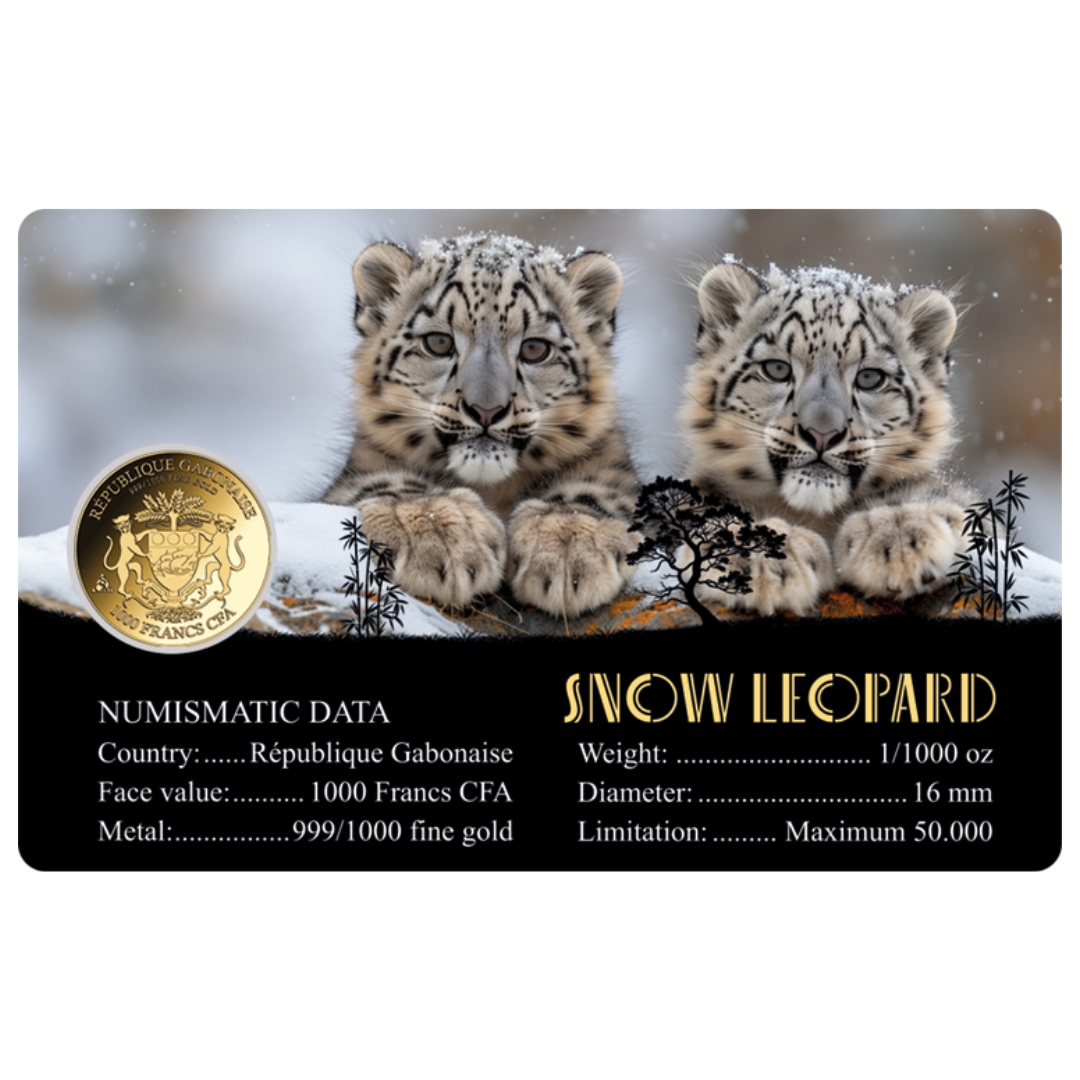 Snow Leopard Coin Card - Gold Gift