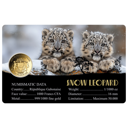 Snow Leopard Coin Card - Gold Gift