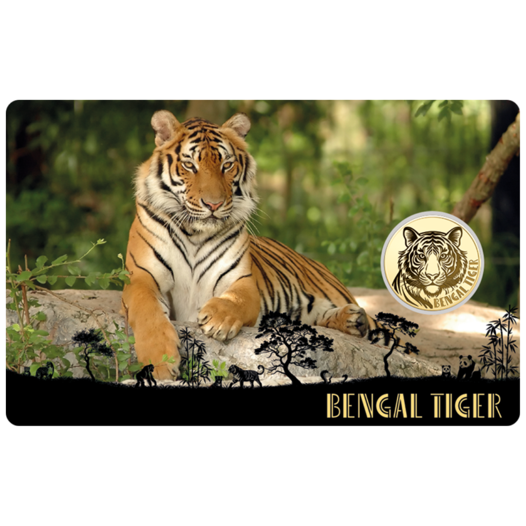 Bengal Tiger Coin Card - Gold Gift
