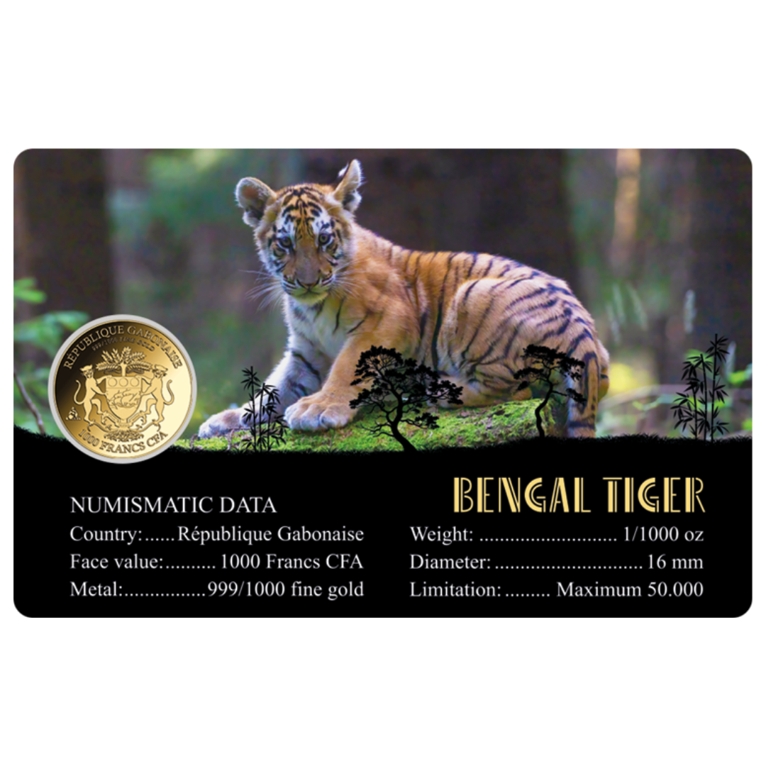 Bengal Tiger Coin Card - Gold Gift