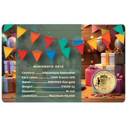 Happy Birthday Cake Coin Card - Gold Gift