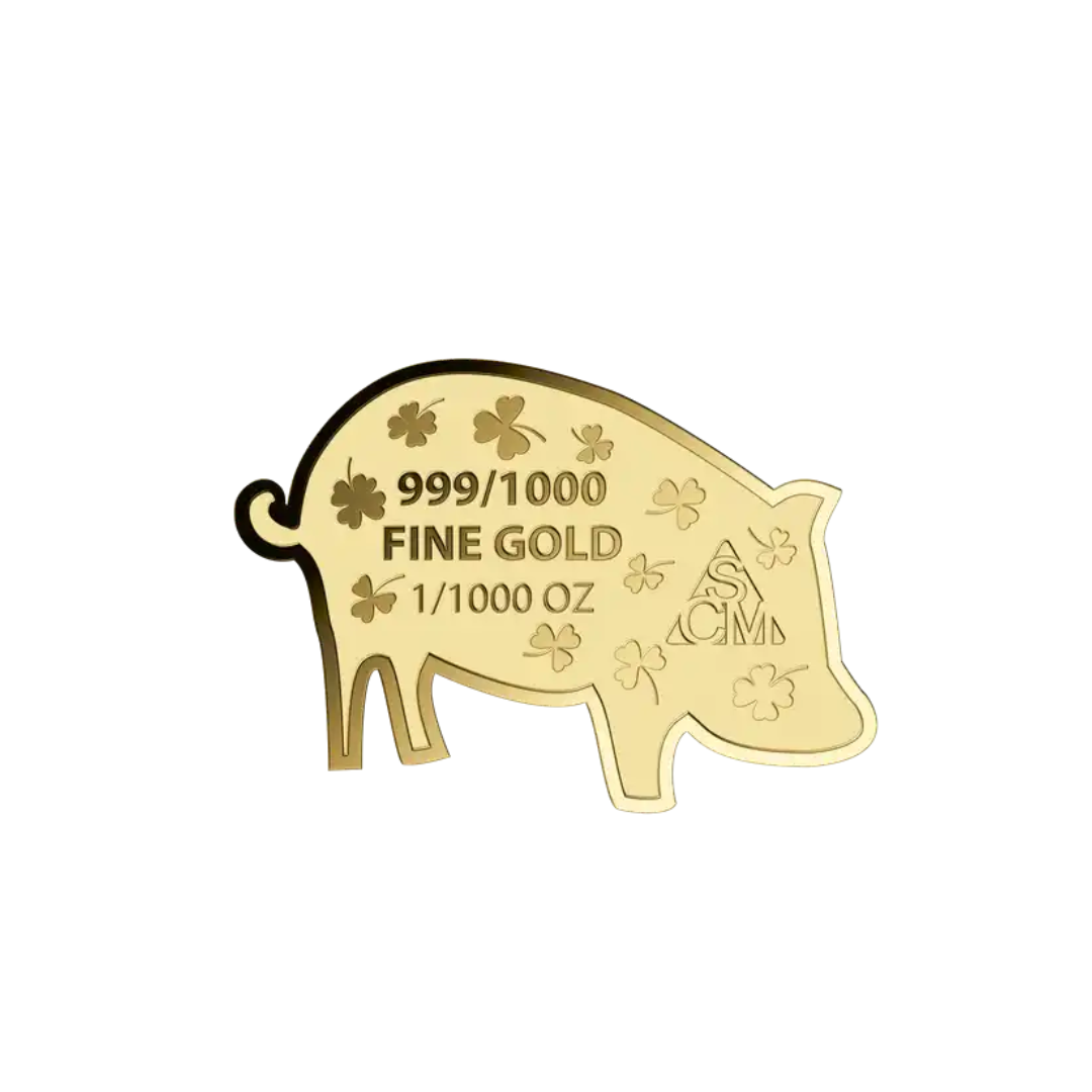 Luck Pig in Gift Box - Gold Gift
