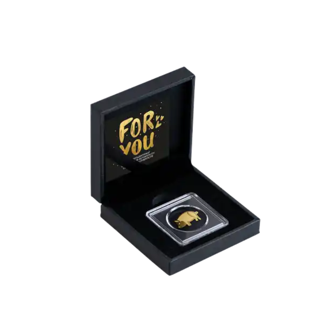 Luck Pig in Gift Box - Gold Gift