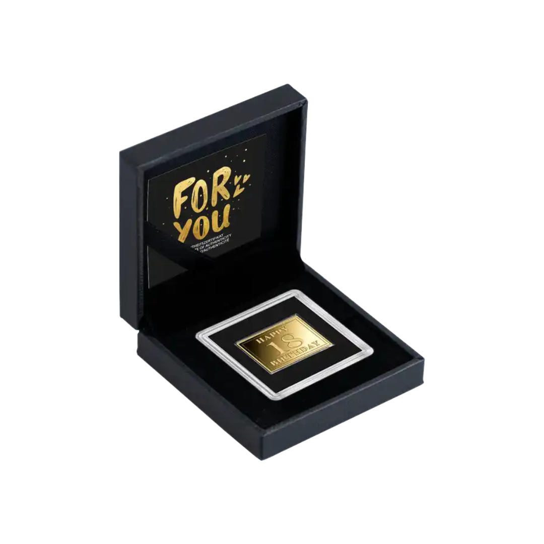 Happy 18th Birthday in Gift Box - Gold Gift