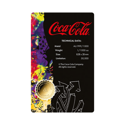 Coca-Cola Pop Art Bottle Cap Goldcard - Gold Gift