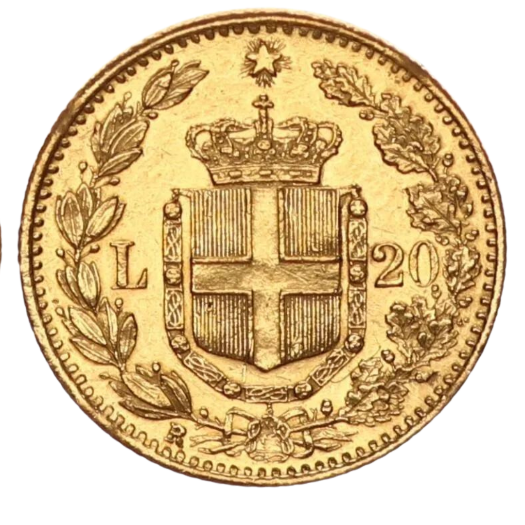 1882 20 Lire Umberto Gold Coin