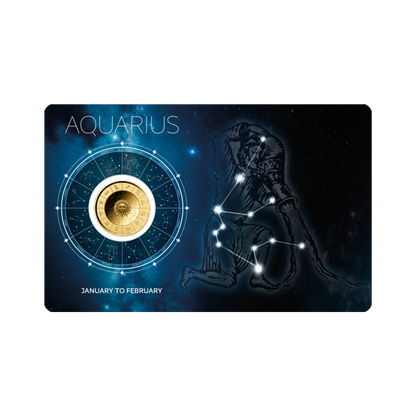 Zodiac Aquarius Coin Card - Gold Gift