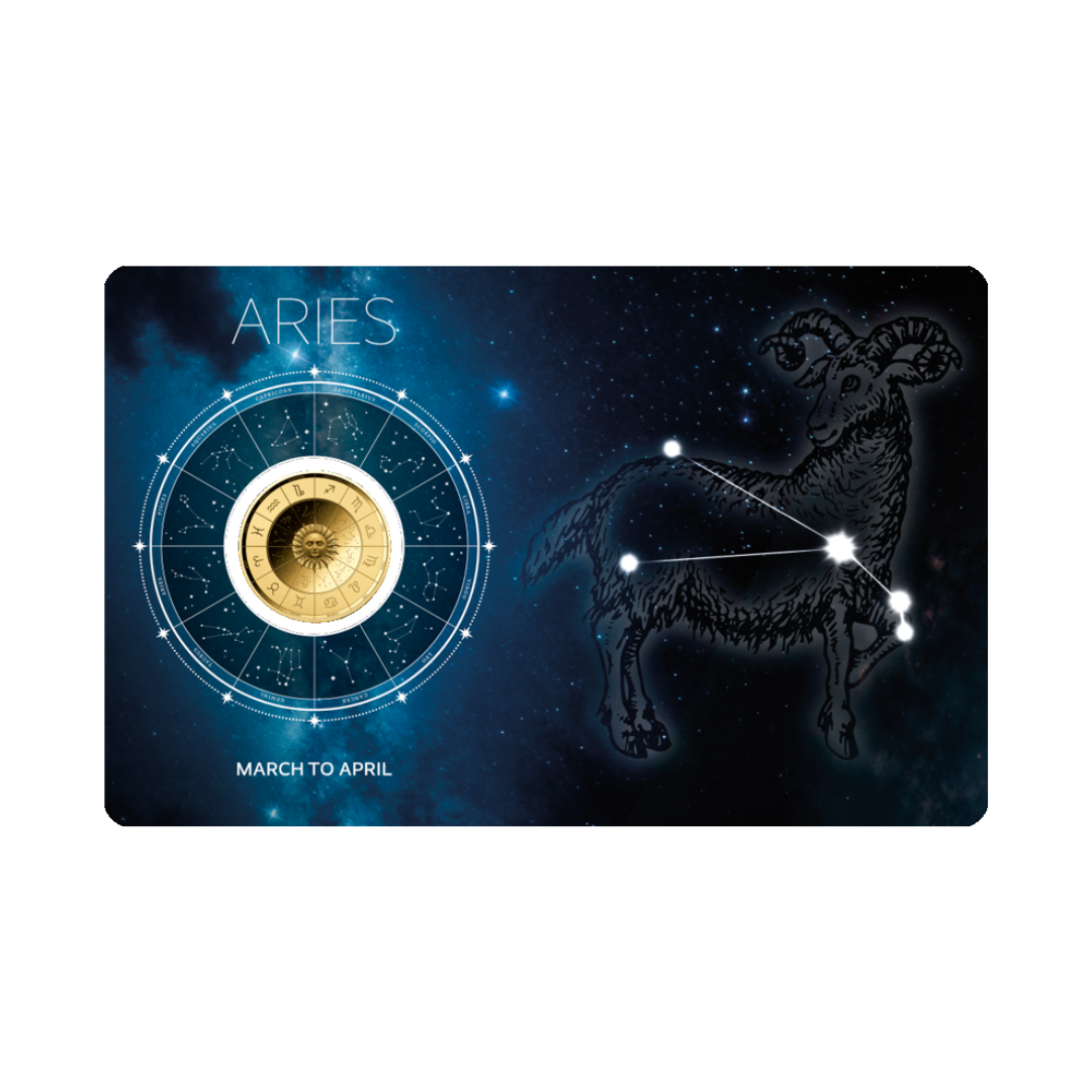 Zodiac Aries Coin Card - Gold Gift