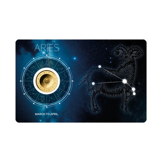 Zodiac Aries Coin Card - Gold Gift