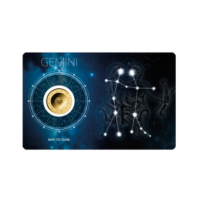 Zodiac Gemini Coin Card - Gold Gift