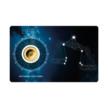 Zodiac Libra Coin Card - Gold Gift