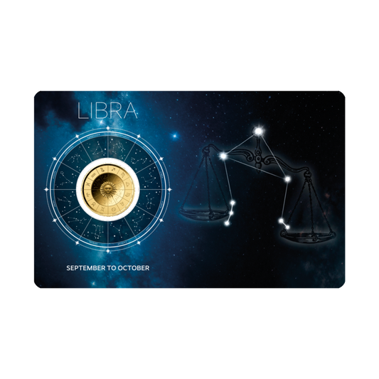Zodiac Libra Coin Card - Gold Gift