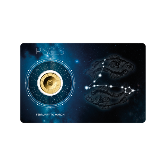 Zodiac Pisces Coin Card - Gold Gift