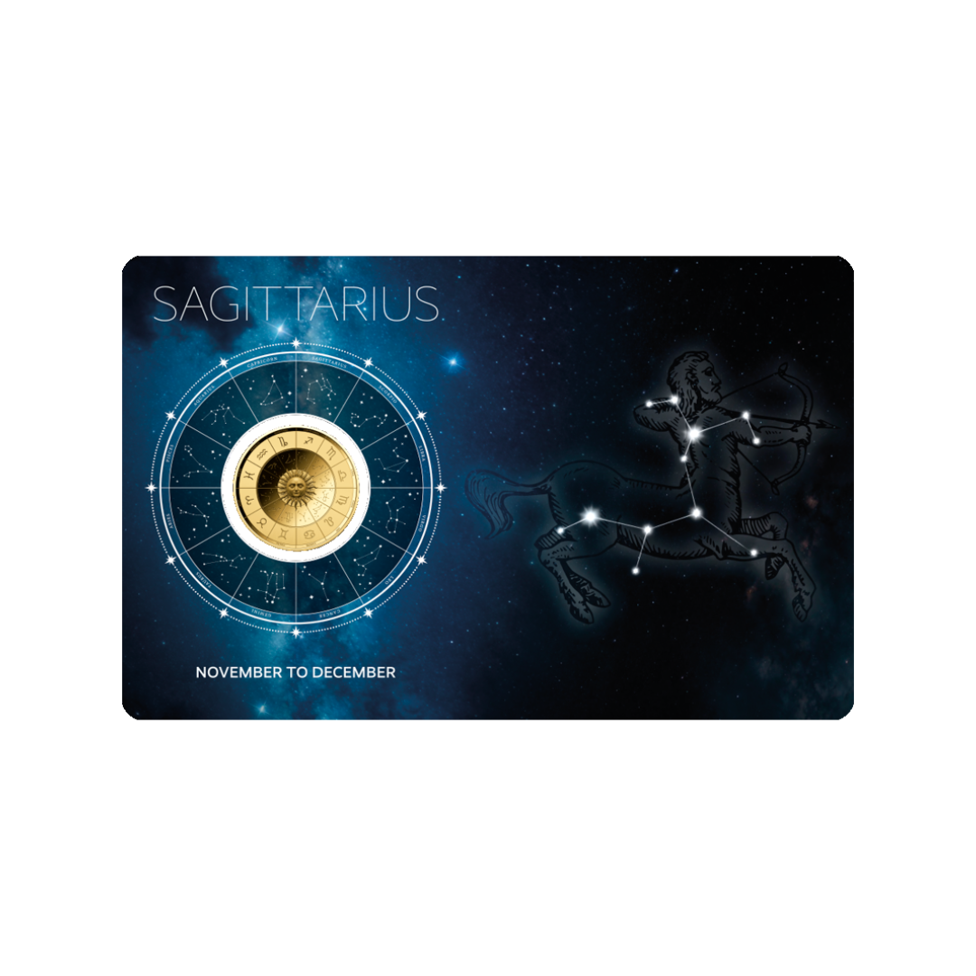 Zodiac Sagittarius Coin Card - Gold Gift