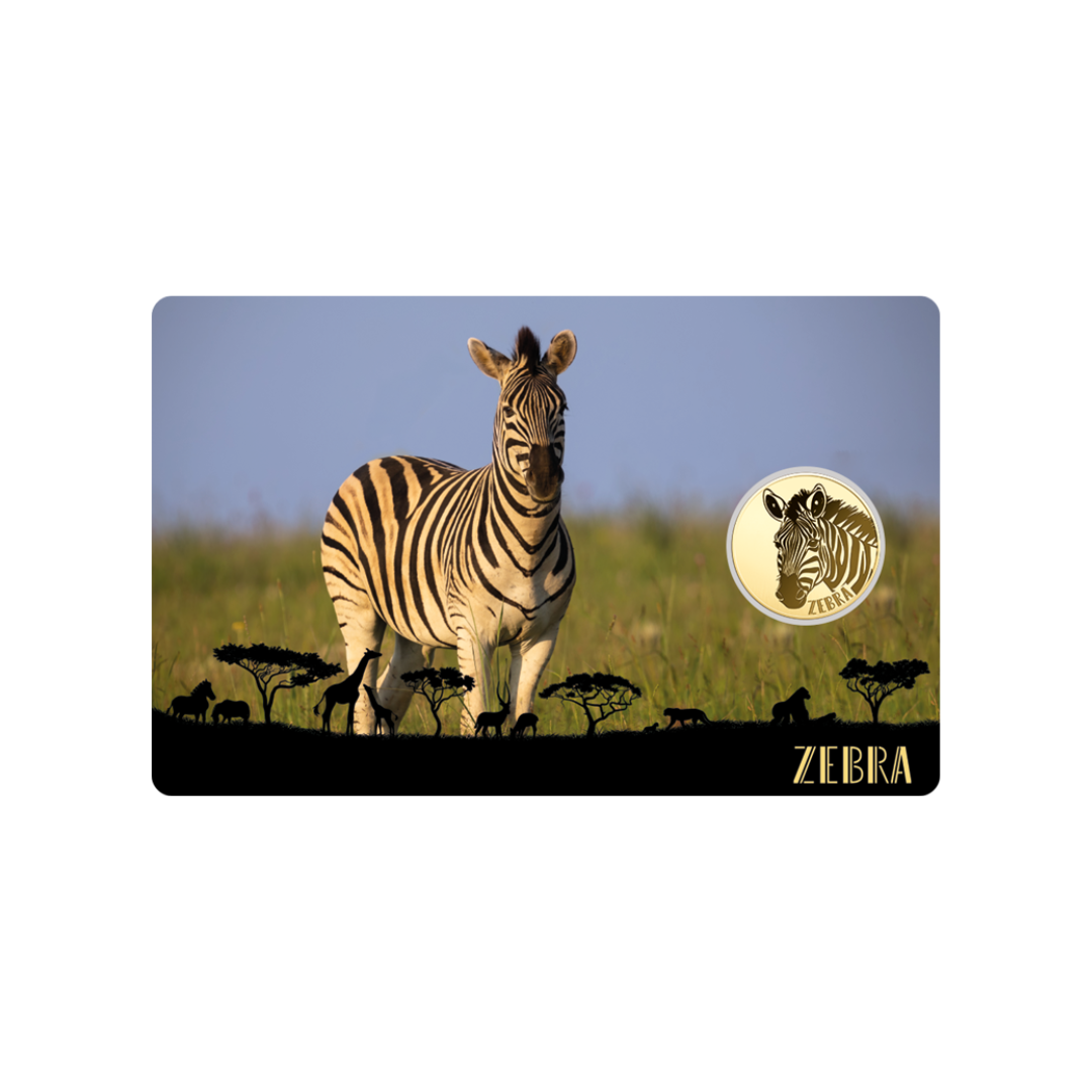 African Zebra Coin Card - Gold Gift