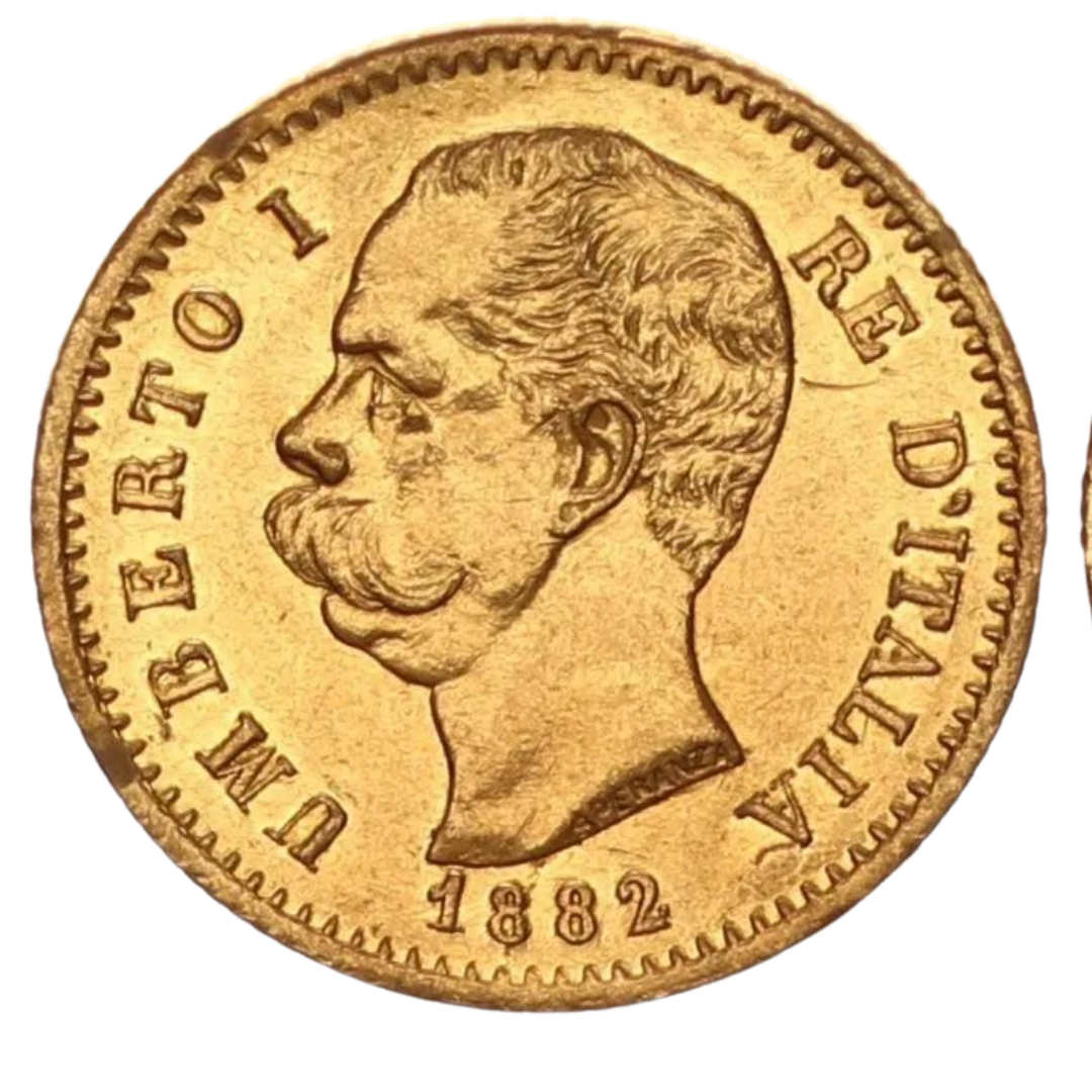 1882 20 Lire Umberto Gold Coin