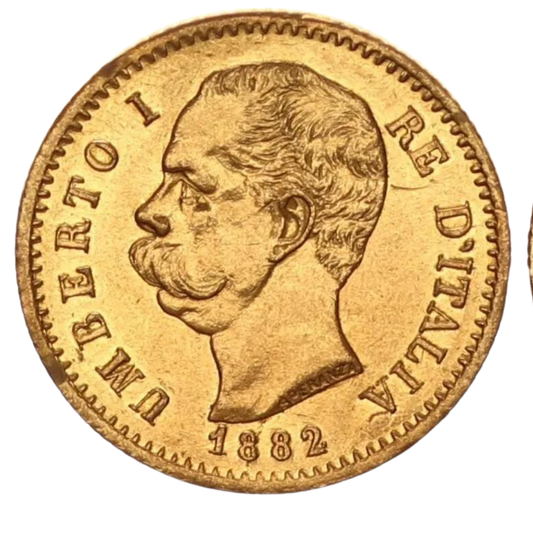 1882 20 Lire Umberto Gold Coin