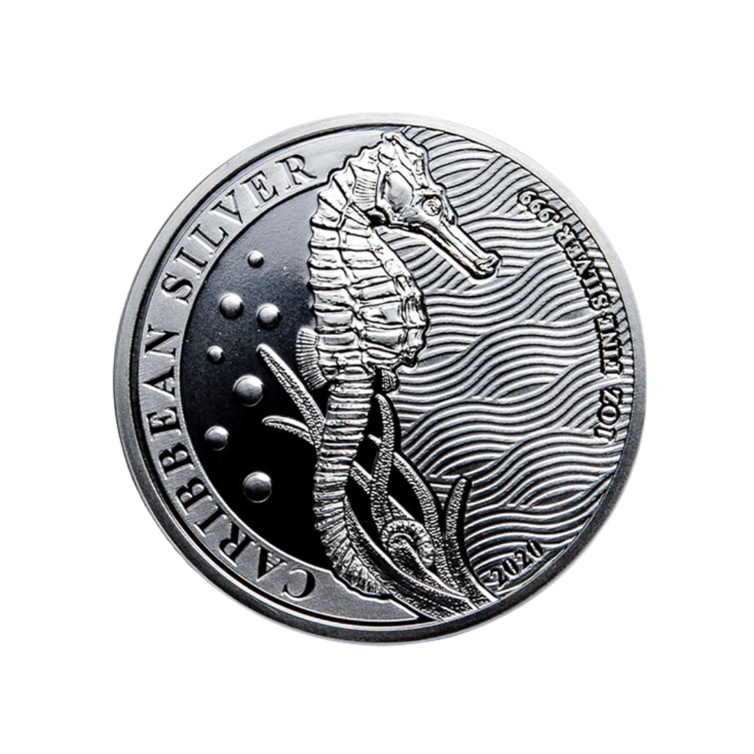 2020 Barbados Silver Seahorse 1oz Silver Coin