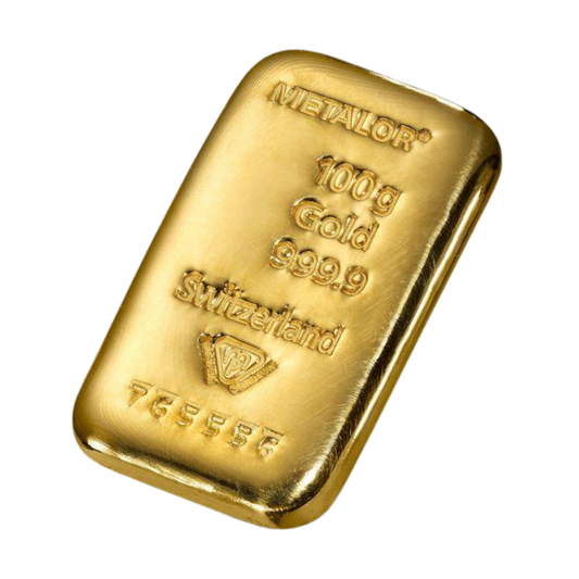 Metalor 100g Cast Gold Bar