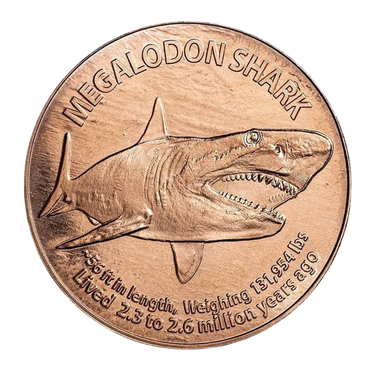 1 oz Copper Round - Megalodon Shark