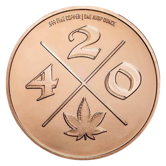 1oz Copper Round - Cannabis 420 Leaf