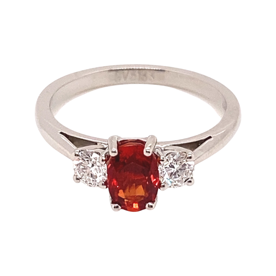 Fire Orange & Diamond Trilogy Ring