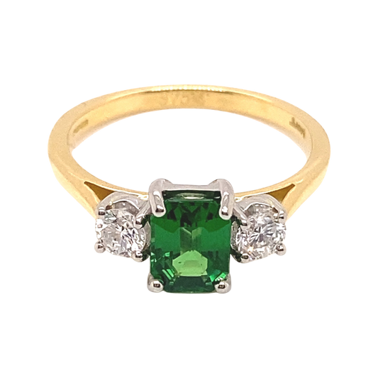 Tsavorite & Diamond Trilogy Ring