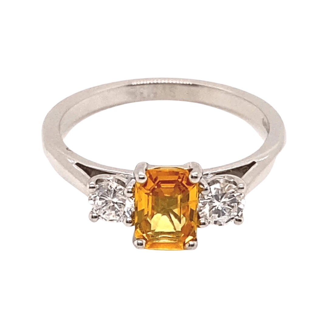 Orange Sapphire & Diamond Trilogy Ring