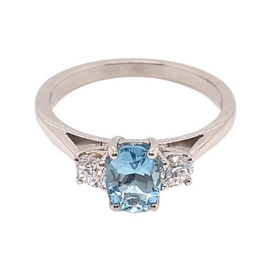 Aquamarine & Diamond Trilogy Ring