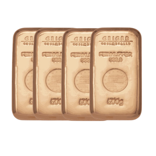 Multibuy - 4x 500g 999.9 Copper Bar (Geiger Edelmetalle)